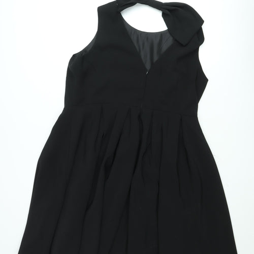 Myleene Klass Women's Black Fit & Flare Bow Back Sleeveless Dress Size 12