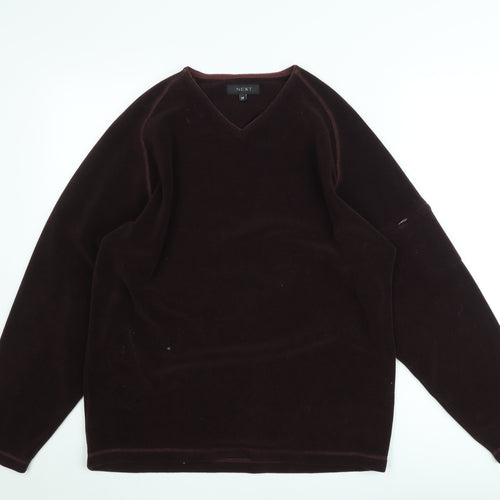 Next Men's Brown V-Neck Velvet Pullover Jumper Size M