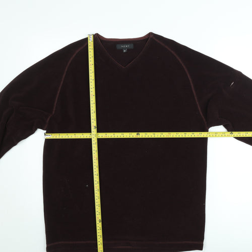 Next Men's Brown V-Neck Velvet Pullover Jumper Size M