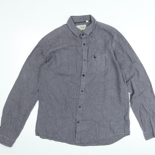 Jack Wills Men's Blue Check Classic Cotton Long Sleeve Button-Up Shirt Size M