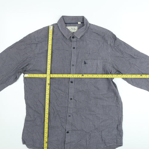 Jack Wills Men's Blue Check Classic Cotton Long Sleeve Button-Up Shirt Size M