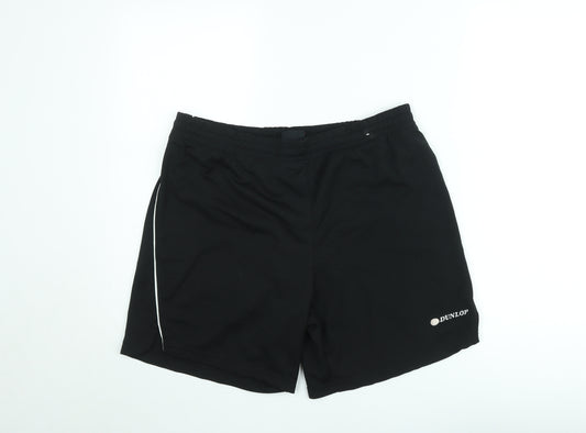 Dunlop Men’s Black Sports Shorts L Elastic Waist Quick Dry