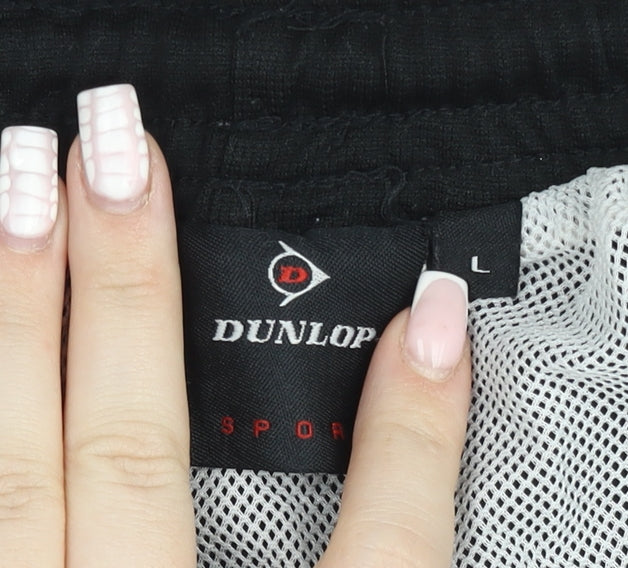 Dunlop Men’s Black Sports Shorts L Elastic Waist Quick Dry