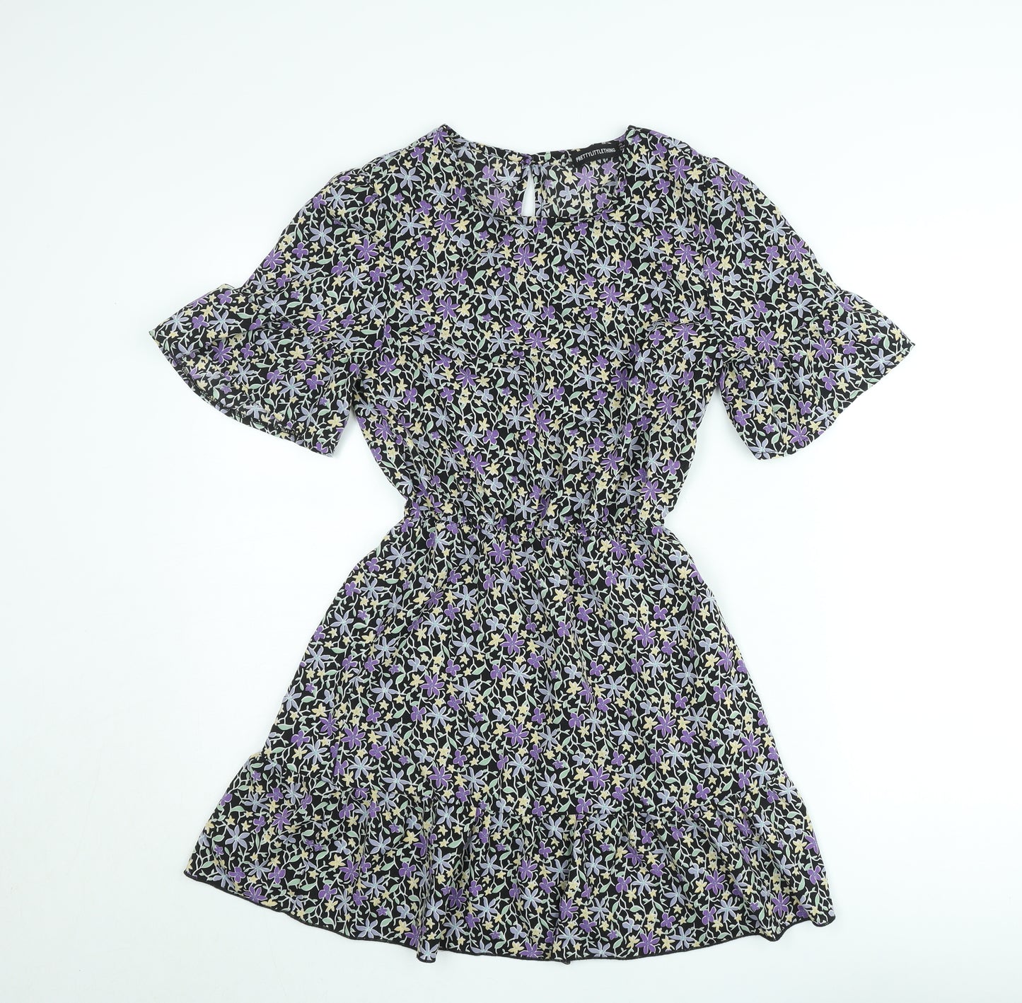 PrettyLittleThing Women's Multicoloured Floral Skater Dress Size 8