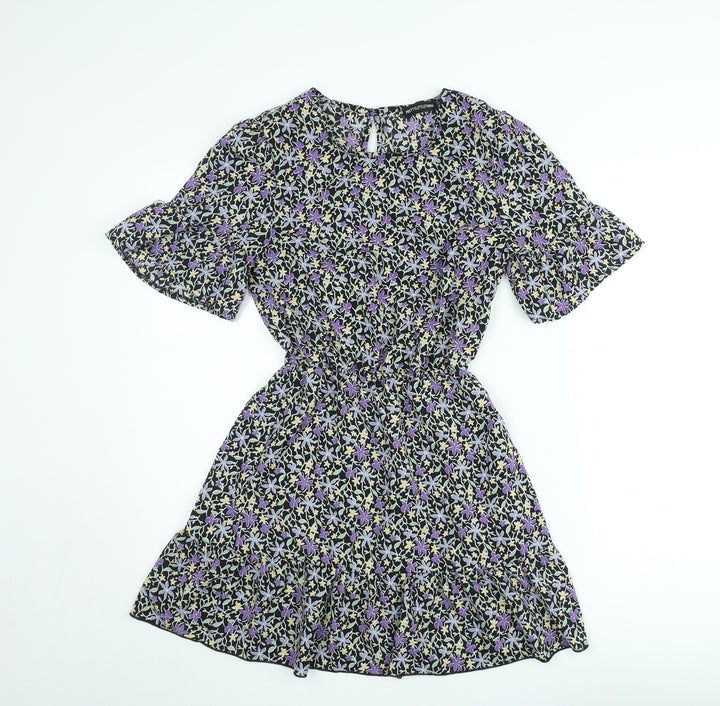 PrettyLittleThing Women's Multicoloured Floral Skater Dress Size 8