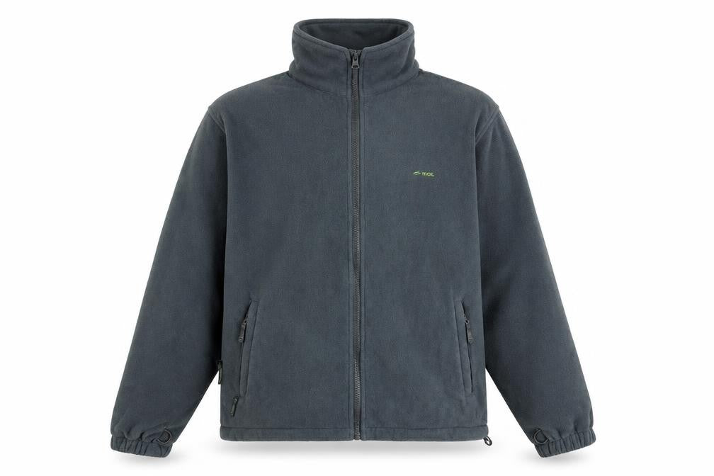 Front view of Mountain Life Men’s Grey Fleece Full Zip Outdoor Jacket M
