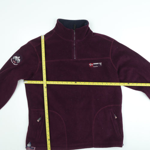 Gil D’Auray Women’s Burgundy Fleece Pullover Sweatshirt XL 1/2 Zip Norway Expedition Embroidered