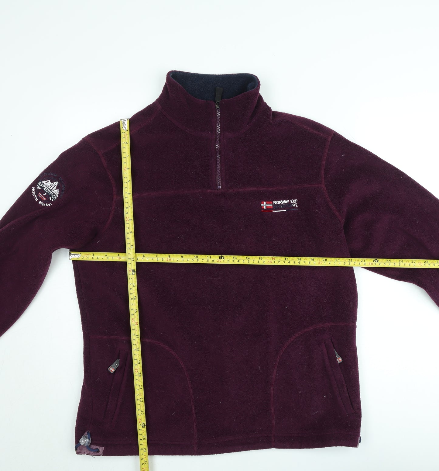 Gil D’Auray Women’s Burgundy Fleece Pullover Sweatshirt XL 1/2 Zip Norway Expedition Embroidered