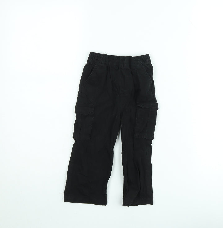 Garanimals Boys Black Cargo Trousers 2 Years Elastic Waist Cotton