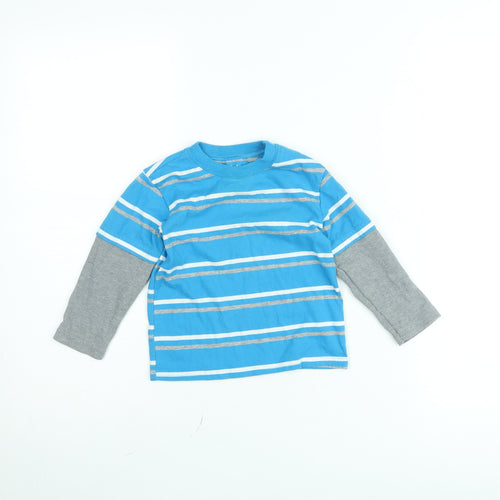 Garanimals Boys Blue Striped Long Sleeve Layered T-Shirt 2 Years