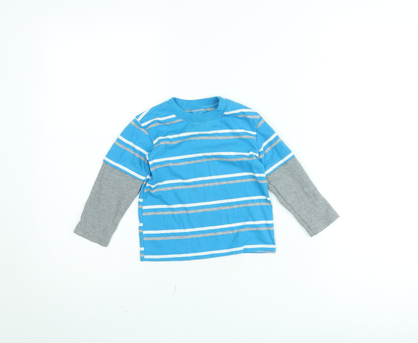 Garanimals Boys Blue Striped Long Sleeve Layered T-Shirt 2 Years