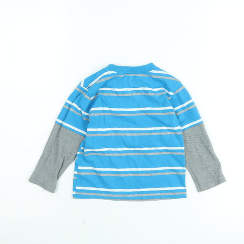 Garanimals Boys Blue Striped Long Sleeve Layered T-Shirt 2 Years