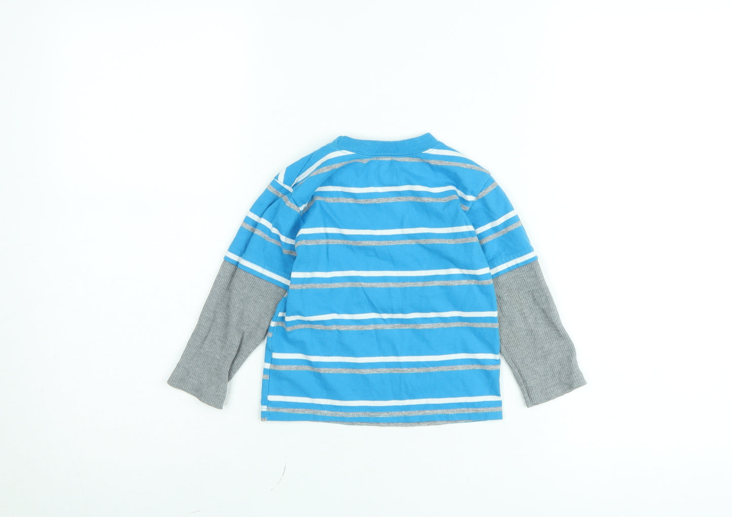 Garanimals Boys Blue Striped Long Sleeve Layered T-Shirt 2 Years