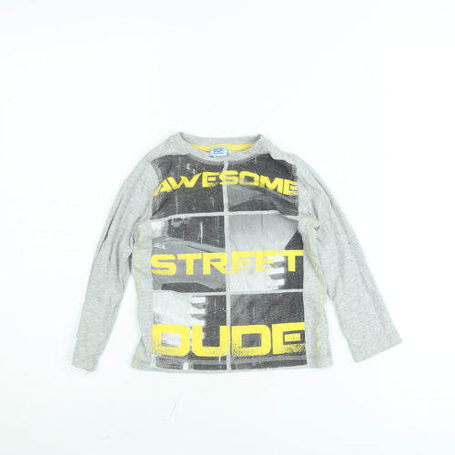 F&F Boys Grey Long Sleeve 'Awesome Street Dude' Graphic T-Shirt 5-6 Years