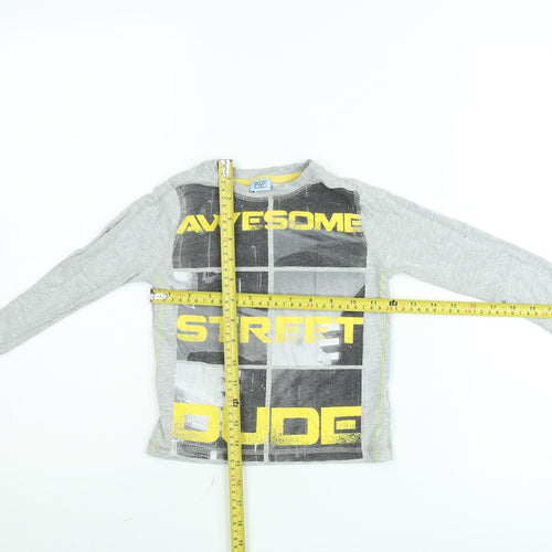 F&F Boys Grey Long Sleeve 'Awesome Street Dude' Graphic T-Shirt 5-6 Years