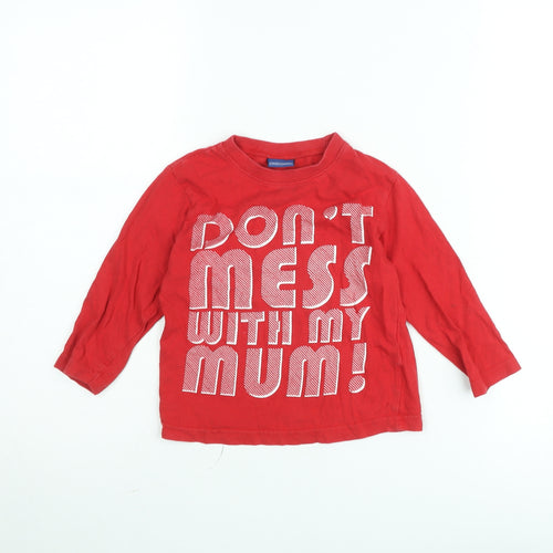 Cherokee Boys Red Long Sleeve Graphic T-Shirt 4-5 Years ‘Don’t Mess With My Mum’