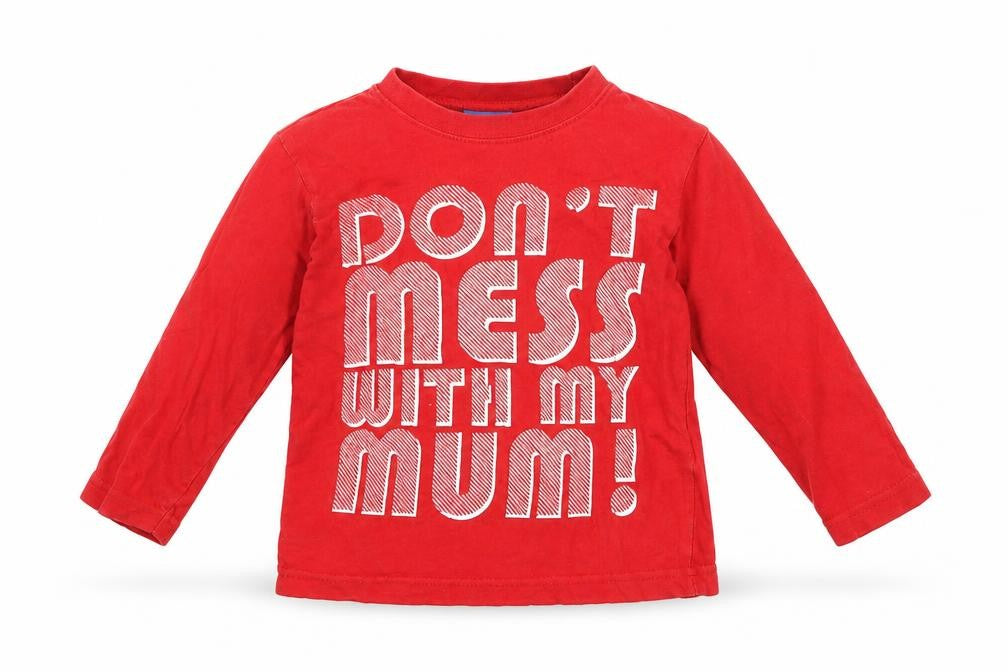 Cherokee Boys Red Long Sleeve Graphic T-Shirt 4-5 Years ‘Don’t Mess With My Mum’