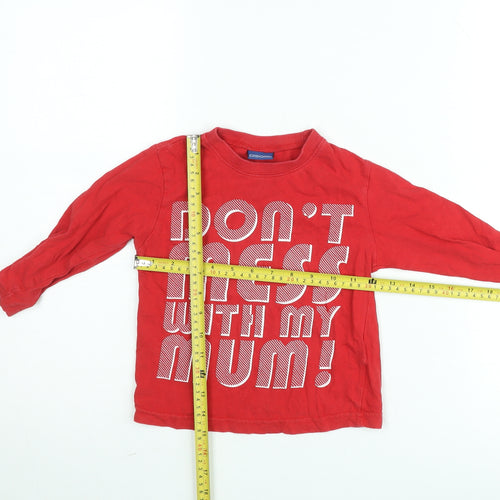Cherokee Boys Red Long Sleeve Graphic T-Shirt 4-5 Years ‘Don’t Mess With My Mum’