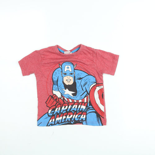 Marvel Boys Red Captain America Graphic T-Shirt 2-3 Years