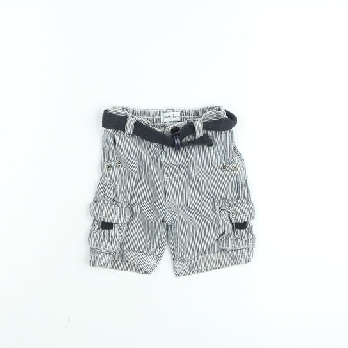 Early Days Boys Grey Striped Cargo Shorts with Belt Size 12-18 Months