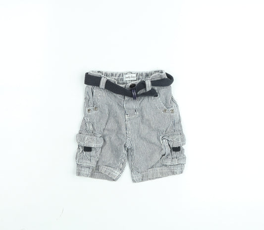 Early Days Boys Grey Striped Cargo Shorts with Belt Size 12-18 Months