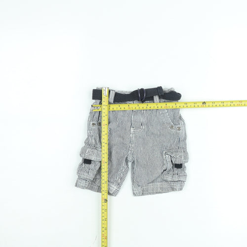 Early Days Boys Grey Striped Cargo Shorts with Belt Size 12-18 Months