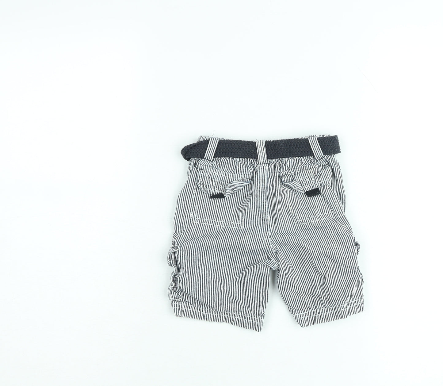 Early Days Boys Grey Striped Cargo Shorts with Belt Size 12-18 Months