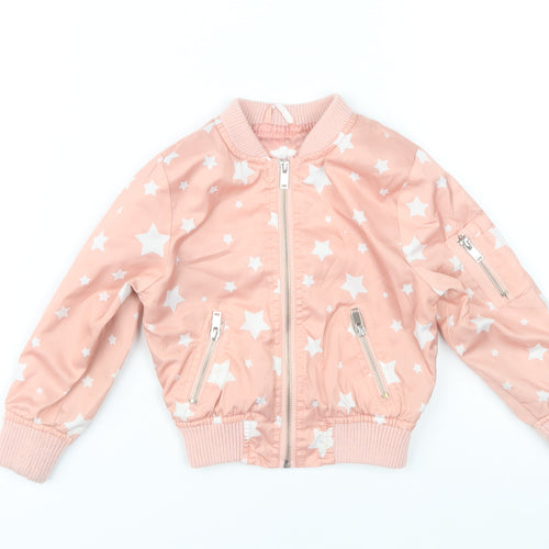 Urban Republic Girls Pink Star Bomber Jacket 4 Years Polyester Zip-Up