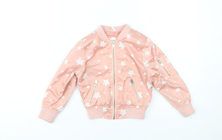 Urban Republic Girls Pink Star Bomber Jacket 4 Years Polyester Zip-Up