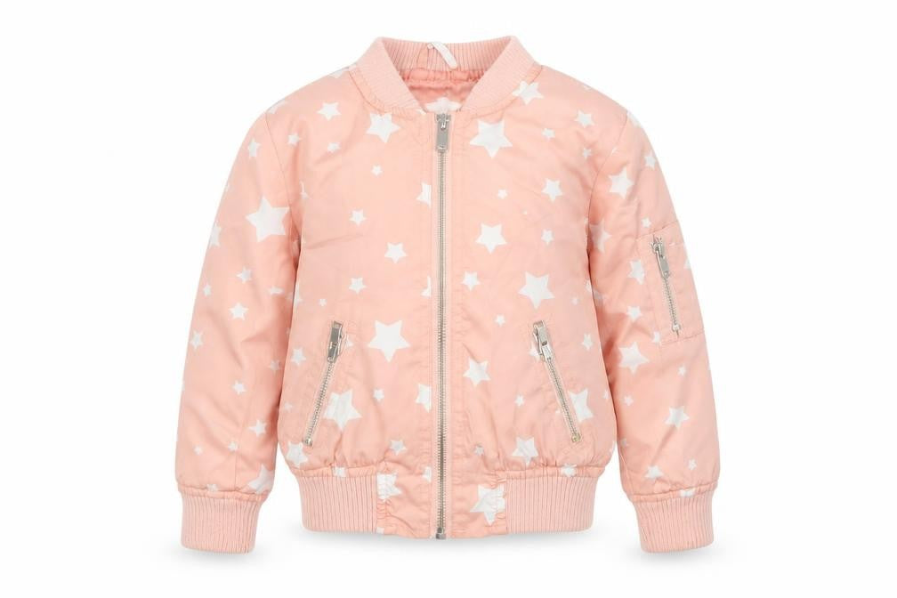 Urban Republic Girls Pink Star Bomber Jacket 4 Years Polyester Zip-Up