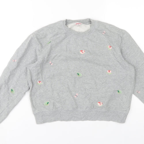 Cath Kidston Women's Grey Floral Embroidered Pullover Sweatshirt S
