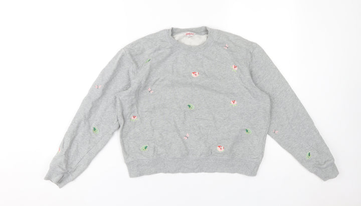 Cath Kidston Women's Grey Floral Embroidered Pullover Sweatshirt S