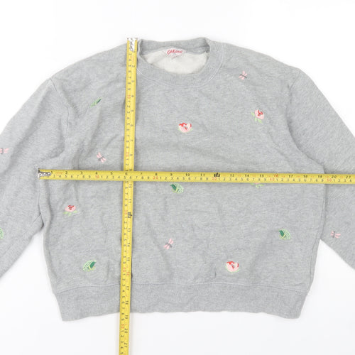 Cath Kidston Women's Grey Floral Embroidered Pullover Sweatshirt S