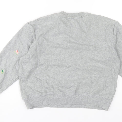 Cath Kidston Women's Grey Floral Embroidered Pullover Sweatshirt S