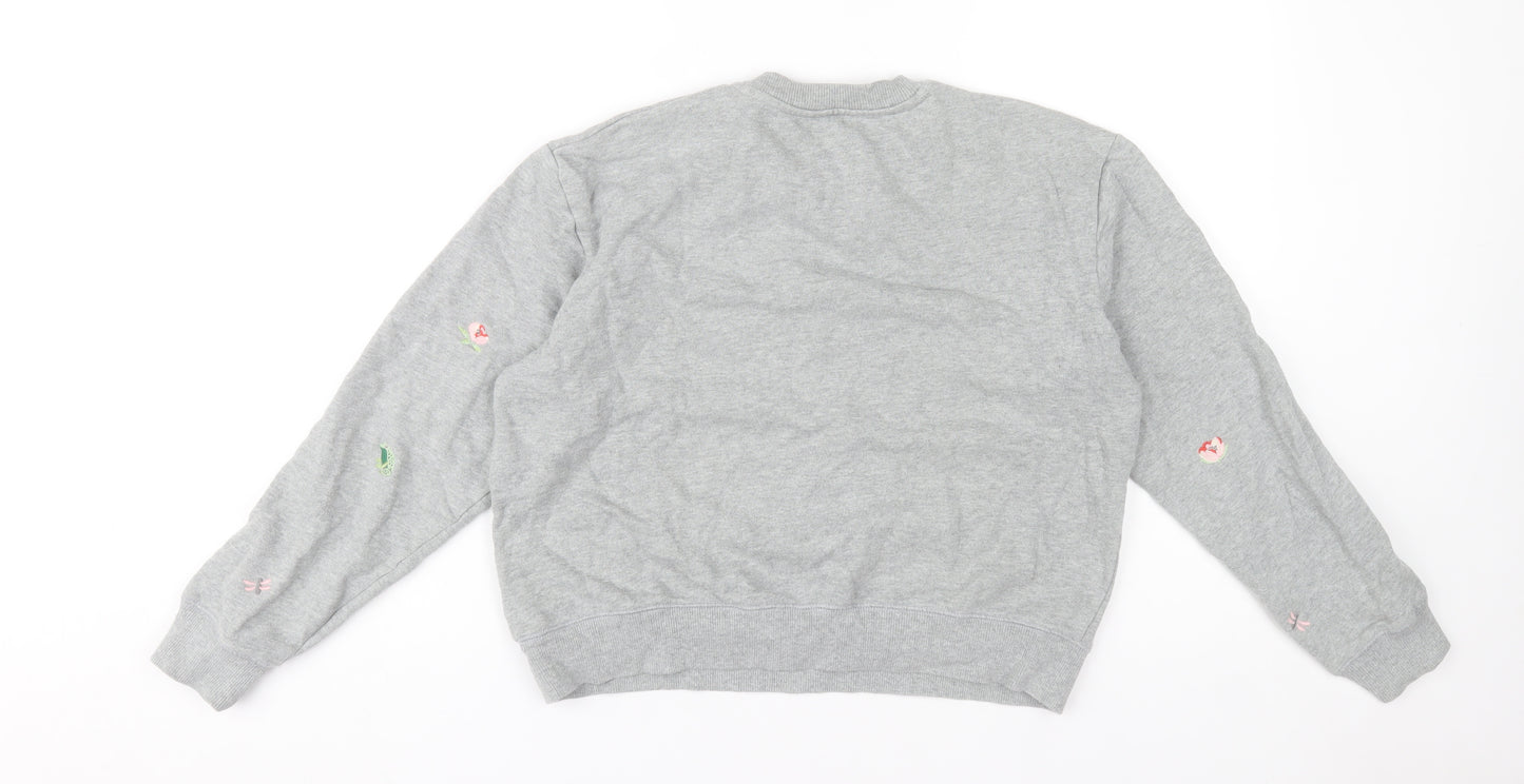 Cath Kidston Women's Grey Floral Embroidered Pullover Sweatshirt S