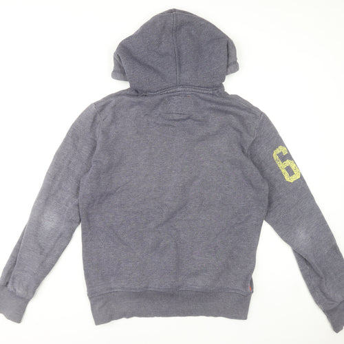 Superdry Men's Grey Pullover Hoodie Size M Vintage Graphic Sweatshirt