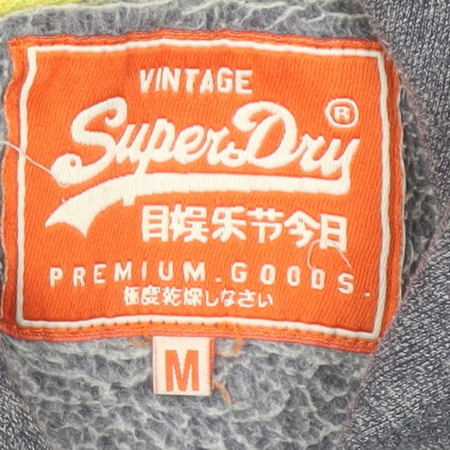 Superdry Men's Grey Pullover Hoodie Size M Vintage Graphic Sweatshirt