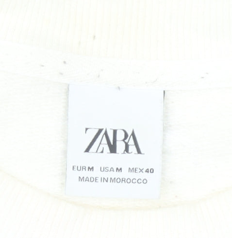 Zara Men’s Ivory Nautical Graphic Sweatshirt M Crew Neck Cotton