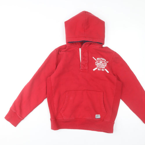 Tommy Hilfiger Boys Red Pullover Hoodie Size 14 Cotton Blend