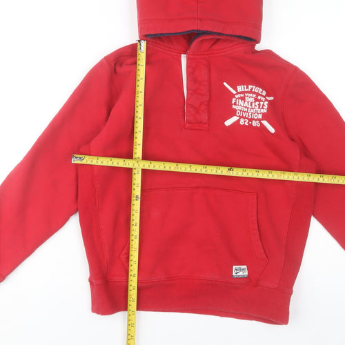 Tommy Hilfiger Boys Red Pullover Hoodie Size 14 Cotton Blend