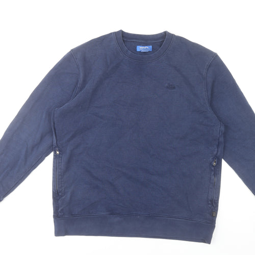 Adidas Mens Blue Crew Neck Zip Side Sweatshirt L Regular Fit