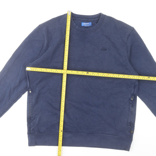 Adidas Mens Blue Crew Neck Zip Side Sweatshirt L Regular Fit