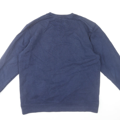 Adidas Mens Blue Crew Neck Zip Side Sweatshirt L Regular Fit