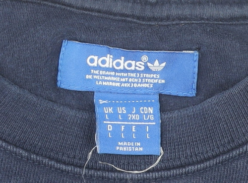 Adidas Mens Blue Crew Neck Zip Side Sweatshirt L Regular Fit
