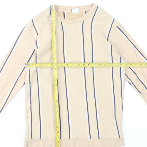 Zara Men's Beige Striped Long Sleeve Pullover Sweatshirt Size L