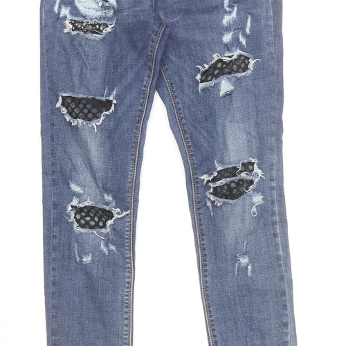 Riosis Premium Women Blue Distressed Skinny Jeans Size M
