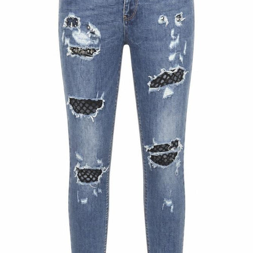 Riosis Premium Women Blue Distressed Skinny Jeans Size M