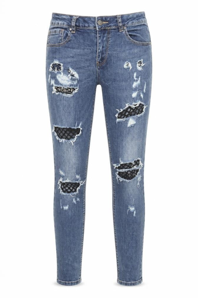 Riosis Premium Women Blue Distressed Skinny Jeans Size M