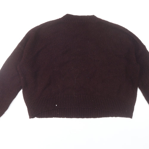 Sybilla Women Brown Pink Argyle Knit Pullover Jumper Size M