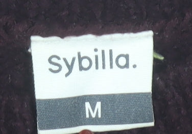 Sybilla Women Brown Pink Argyle Knit Pullover Jumper Size M